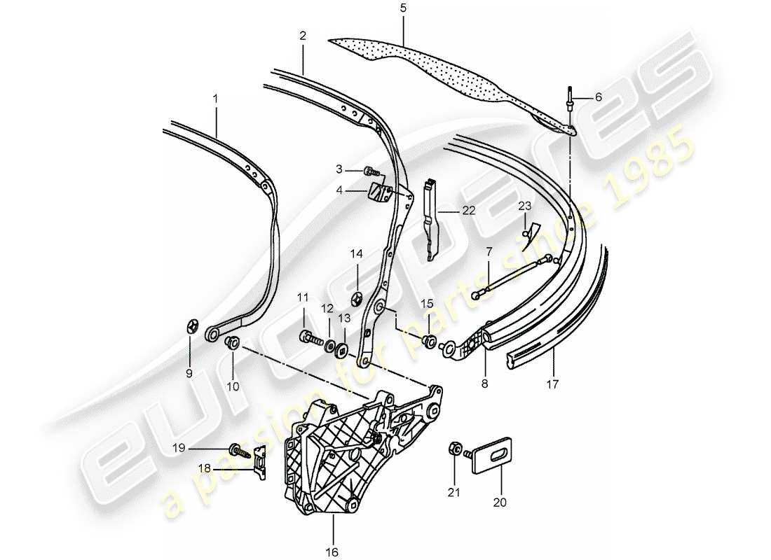 porsche 2005 (996 turbo / gt2) cadre supérieur - pièces individuelles schéma des pièces