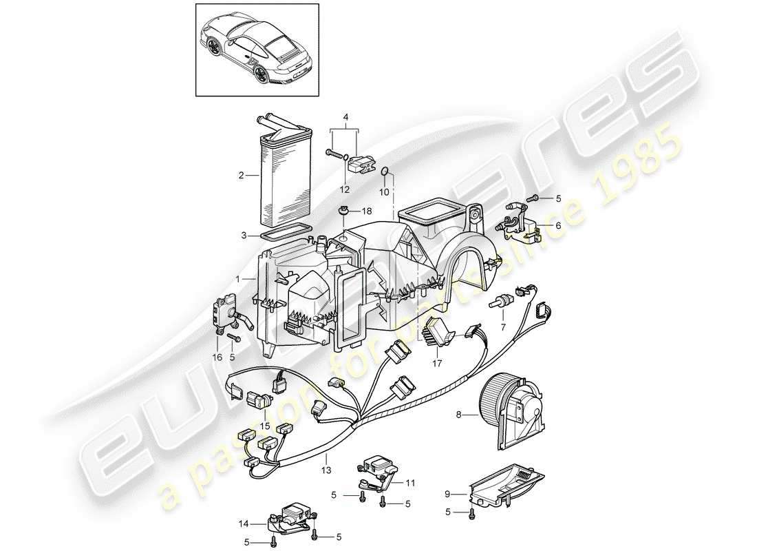 porsche 2011 (997-2 turbo / gt2 rs) climatiseur schéma des pièces