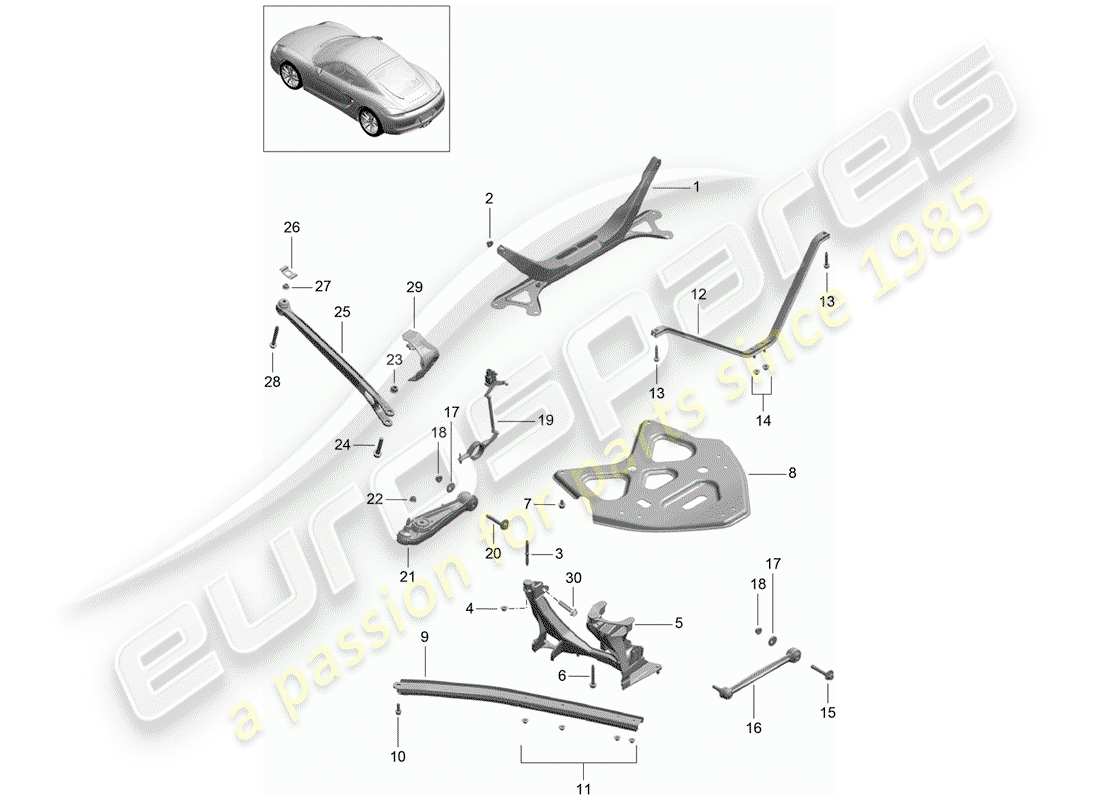 porsche 2016 (981 cayman) essieu arrière schéma des pièces