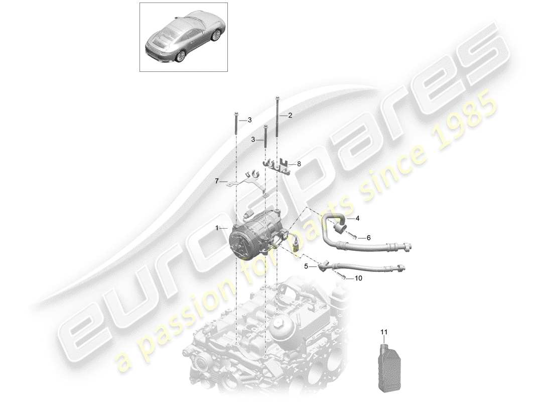 porsche 2017 (991-2) compresseur schéma des pièces