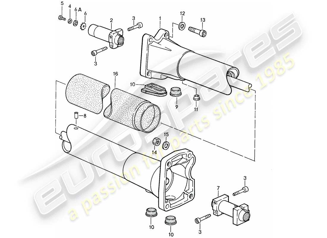 porsche 1987 (959) tube central schéma des pièces