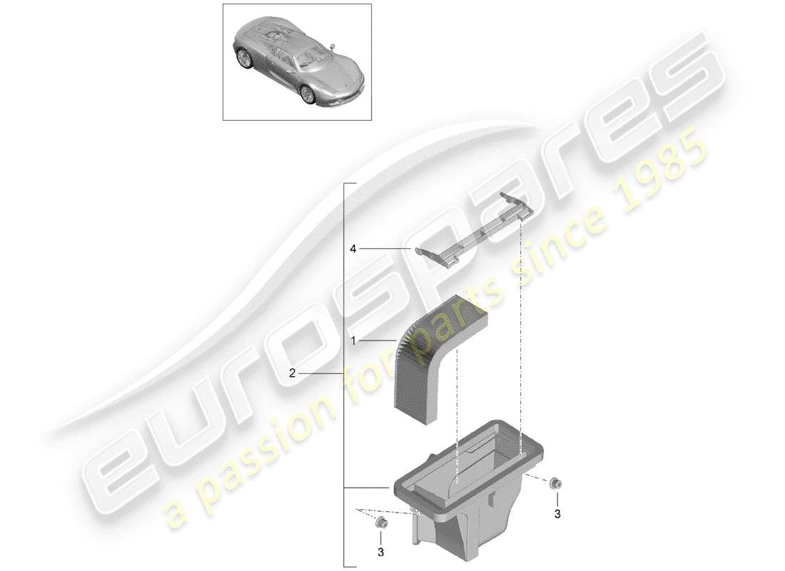 porsche 918 spyder (2015) filtre à air frais de remplacement schéma des pièces
