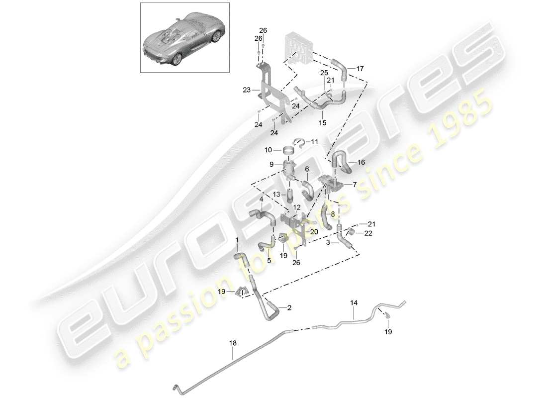 porsche 2015 (918 spyder) schéma des pièces du chauffage