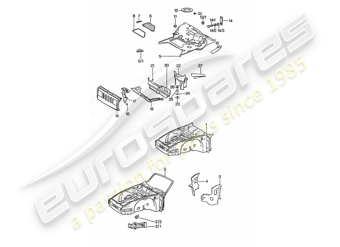 porsche 1976 (911 turbo) diagramme des pièces du cadre