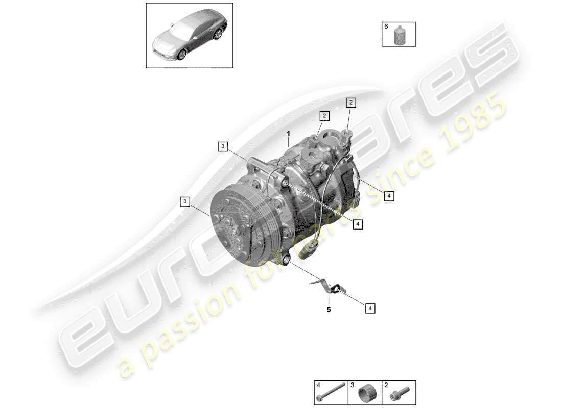 porsche 2020 (panamera 971-1) compresseur schéma des pièces