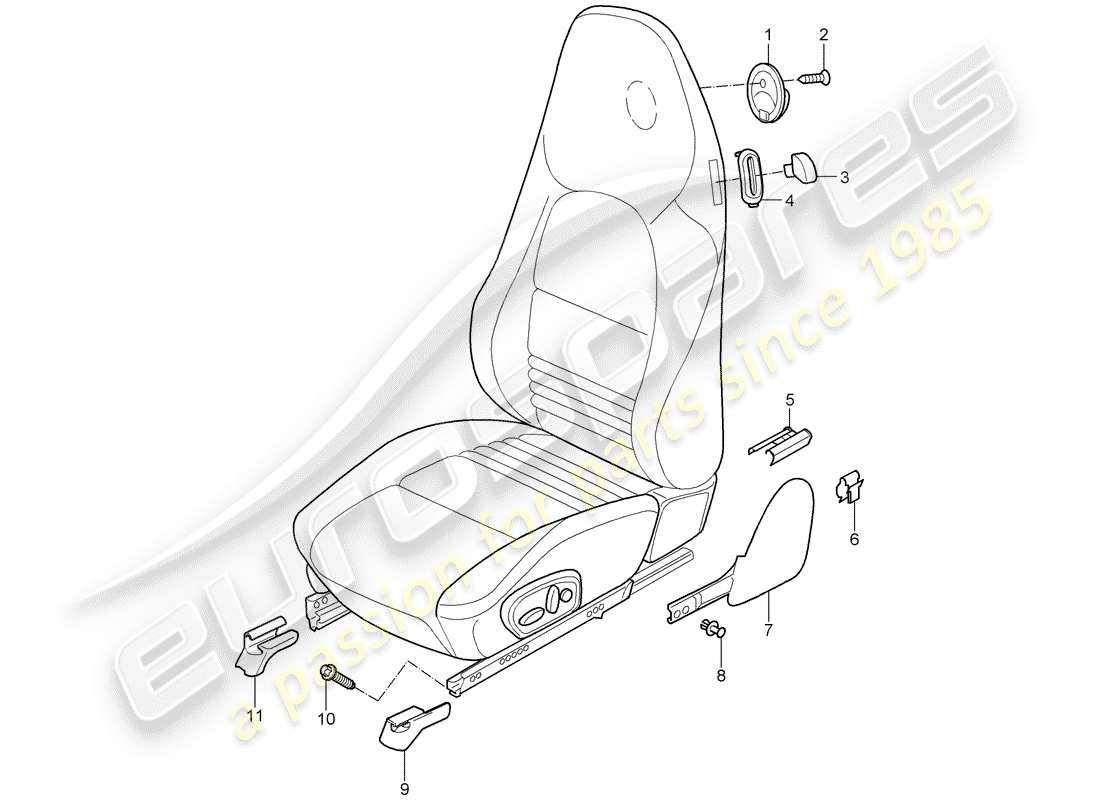 porsche 2004 (996) seat schéma des pièces
