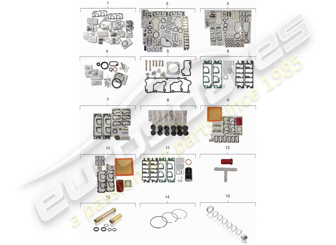 porsche 1990 (964) jeu de joints - kits de réparation - kit d'entretien schéma des pièces