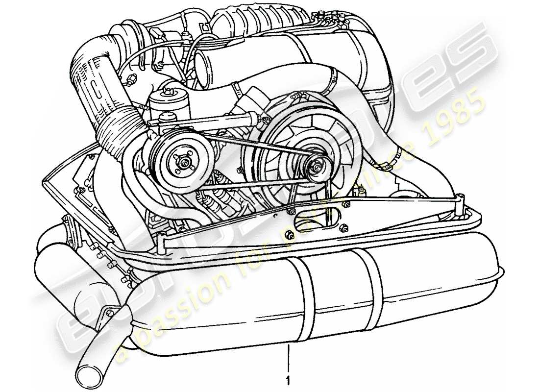 porsche 1993 (refurbished and exchange catalogue) schéma des pièces du moteur reconstruit