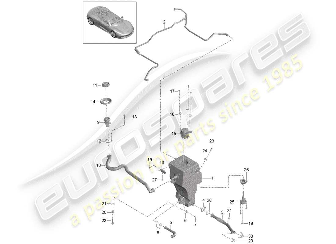 porsche 2015 (918 spyder) lubrification du moteur schéma des pièces