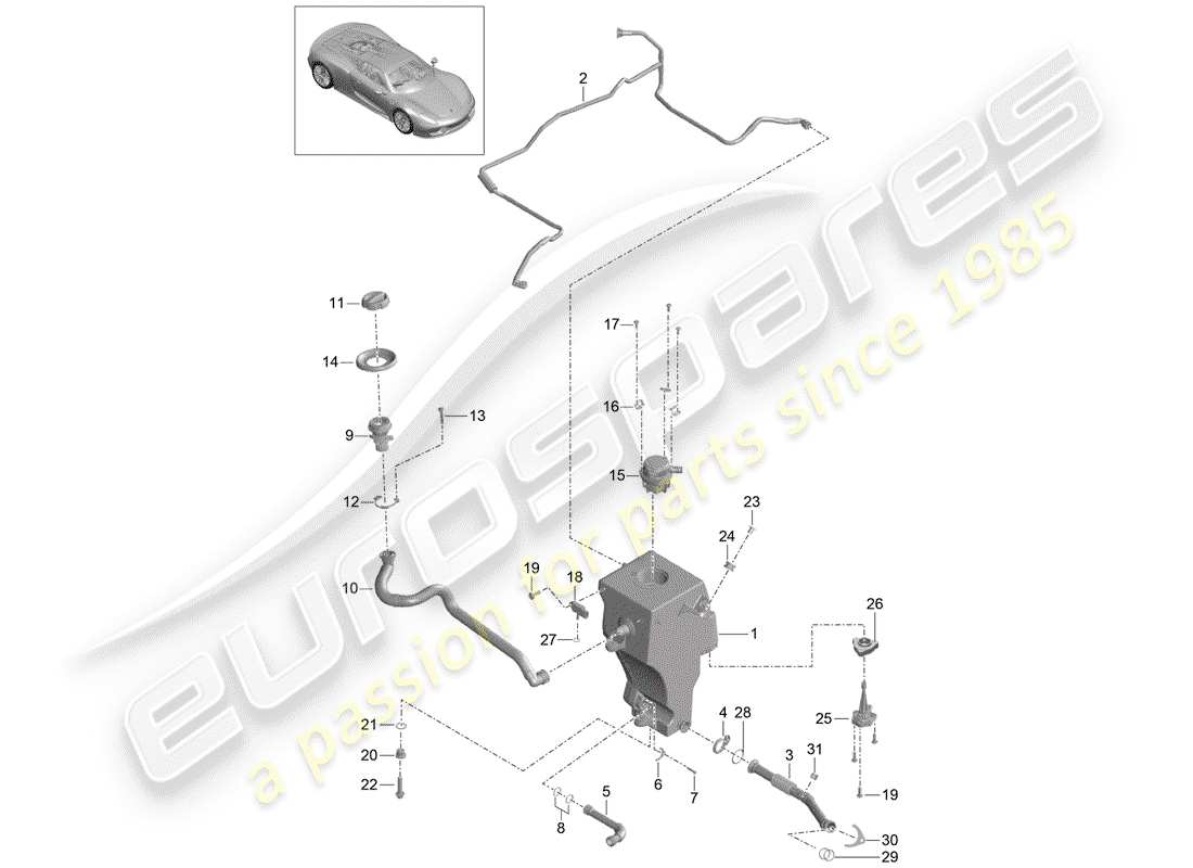 porsche 918 spyder (2015) lubrification du moteur schéma des pièces