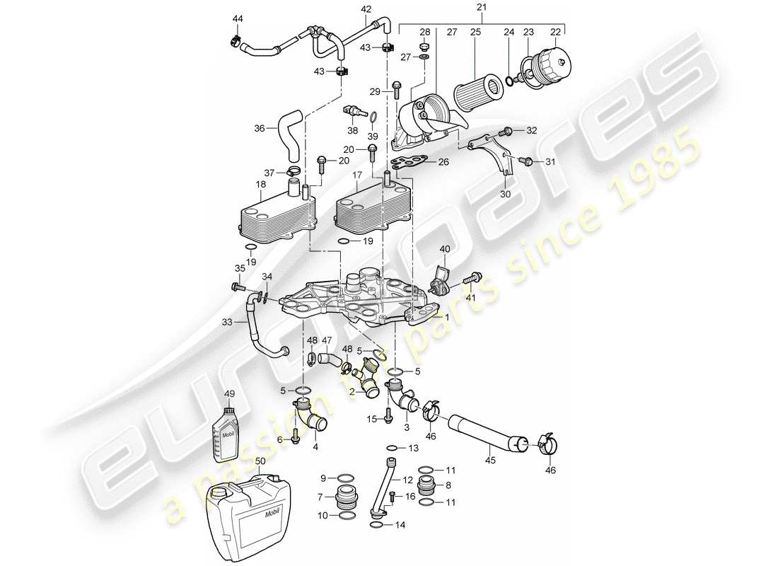 porsche 2009 997-2 turbo / gt2 filtre à huile schéma des pièces