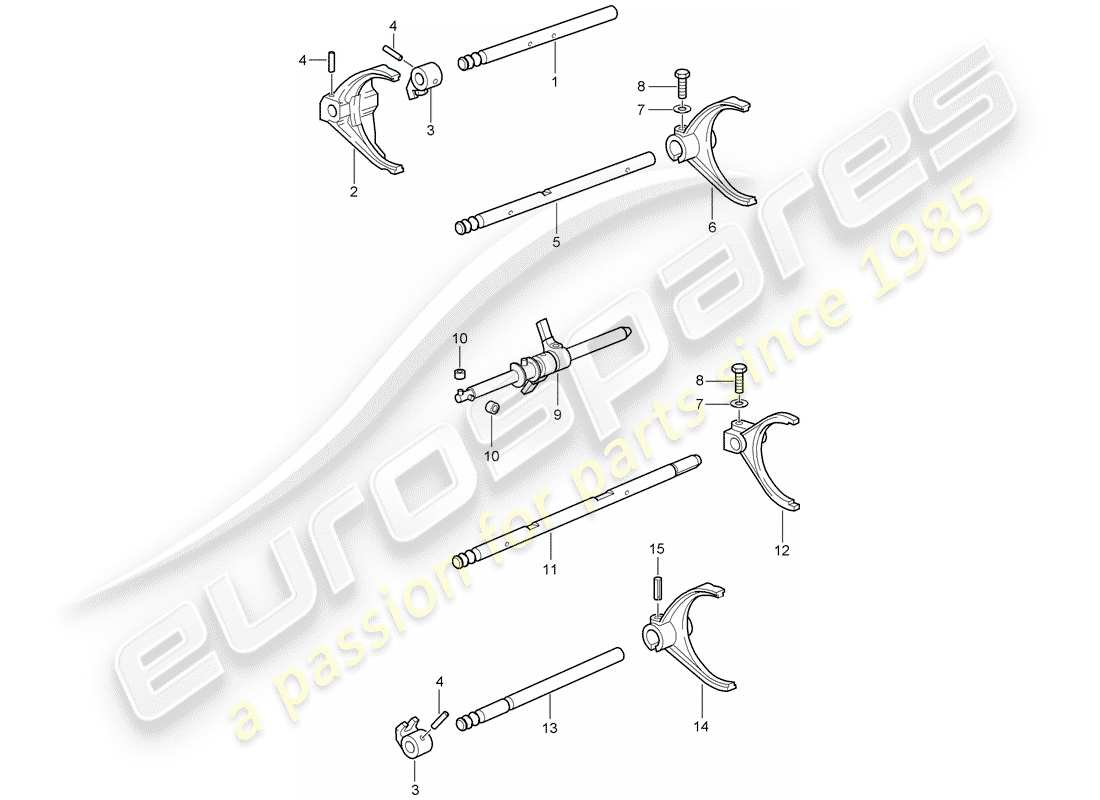 porsche 2010 (997-2 gt3) arbre sélecteur schéma des pièces