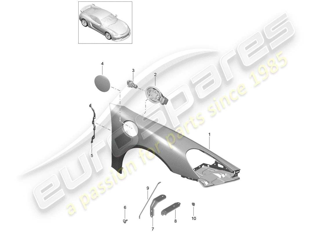 porsche 2016 (981 cayman gt4) diagramme des pièces fender