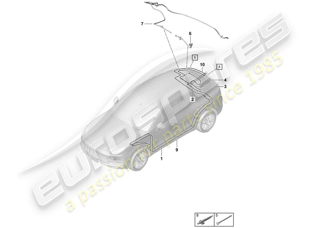 porsche 2020 (cayenne e3 9ya/9yb) diagramme des pièces du tuyau