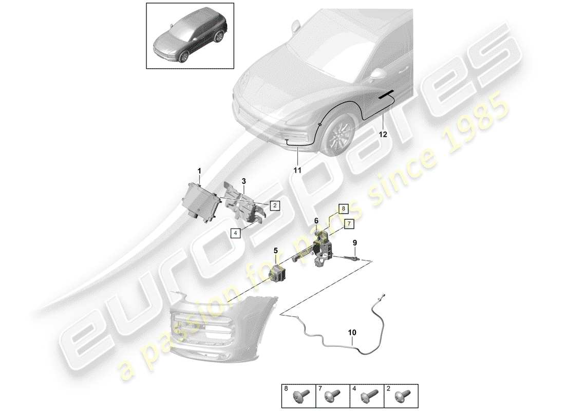 porsche 2020 (cayenne e3 9ya/9yb) pièces individuelles schéma des pièces