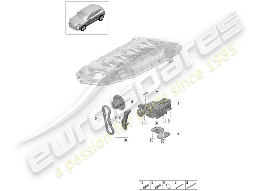 porsche 2020 (macan) pompe à huile schéma des pièces