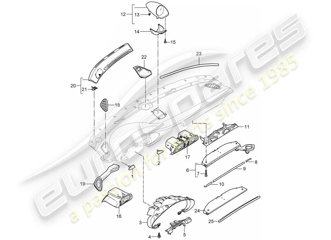 porsche 2010 (997-2 gt3) accessoires schéma des pièces