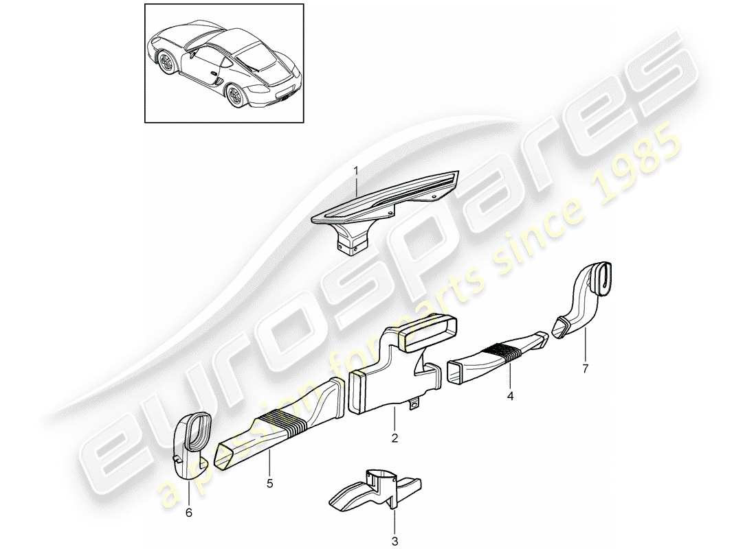 porsche 2012 (987 cayman) chauffage schéma des pièces
