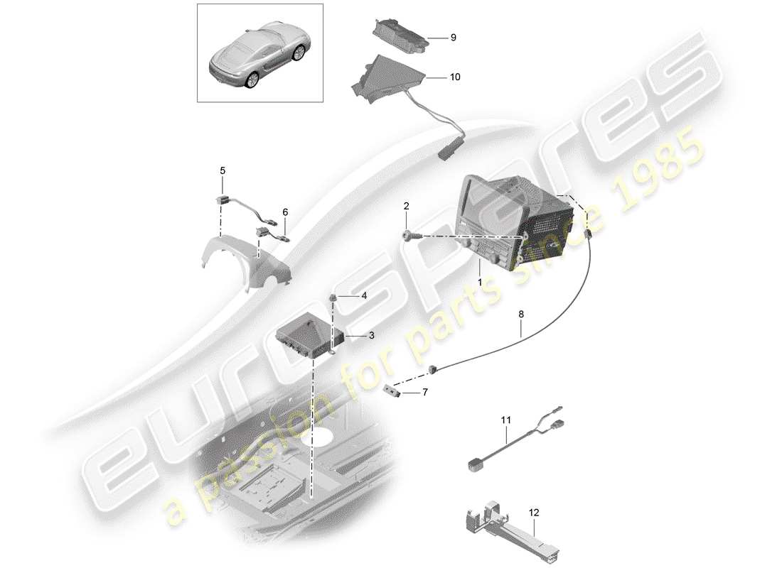 porsche 2016 (981 cayman) unité opérant schéma des pièces