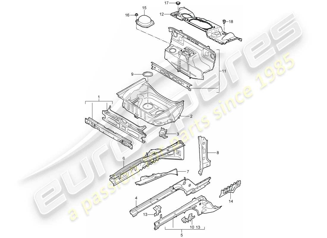 porsche 2008 (997-1 gt3) schéma des pièces front end
