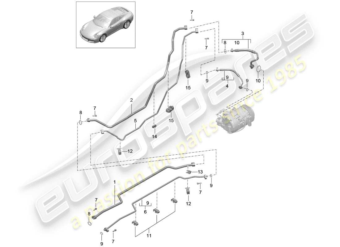 porsche 2017 (991-2) ligne réfrigérant schéma des pièces