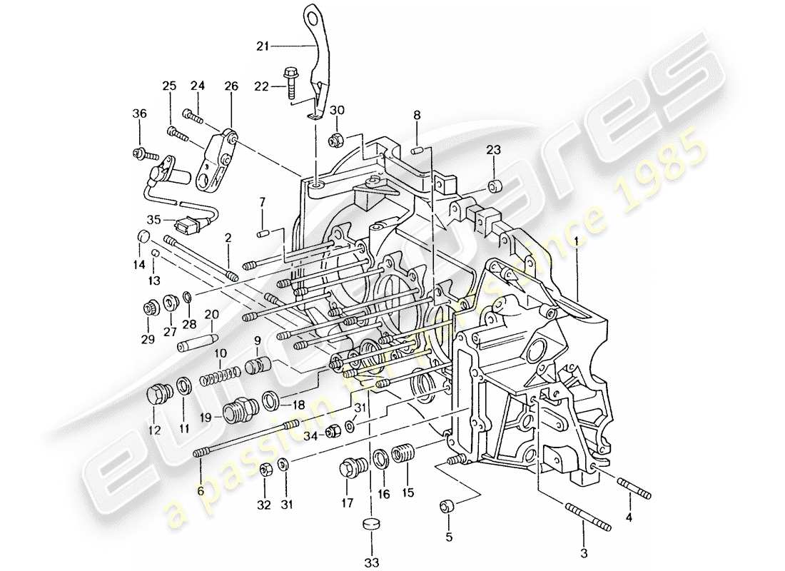 porsche 2004 (996 gt3) carter schéma des pièces