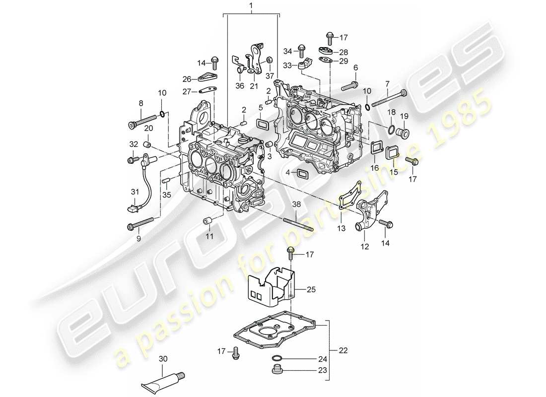 porsche 2001 (996) carter moteur schéma des pièces