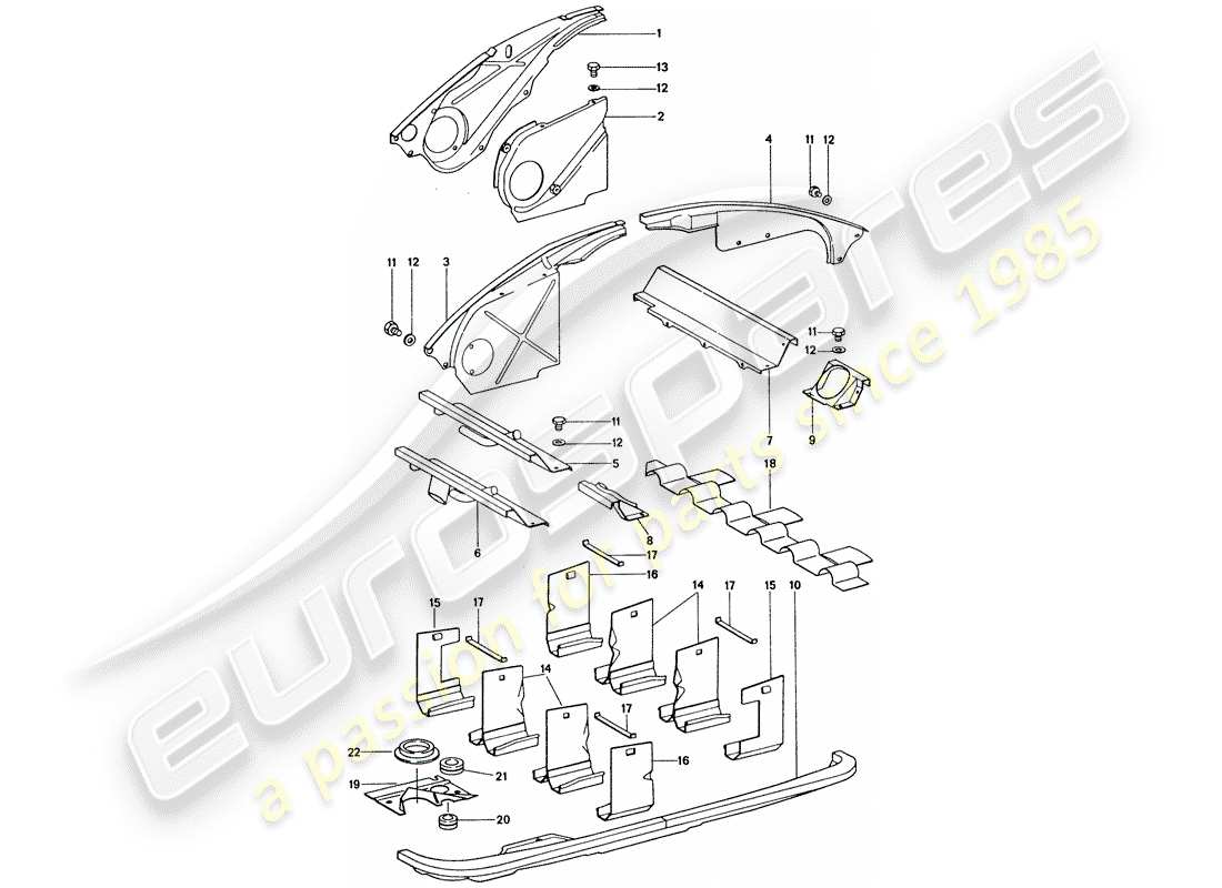 porsche 1976 (911) conduit d'air - couvercle moteur schéma des pièces