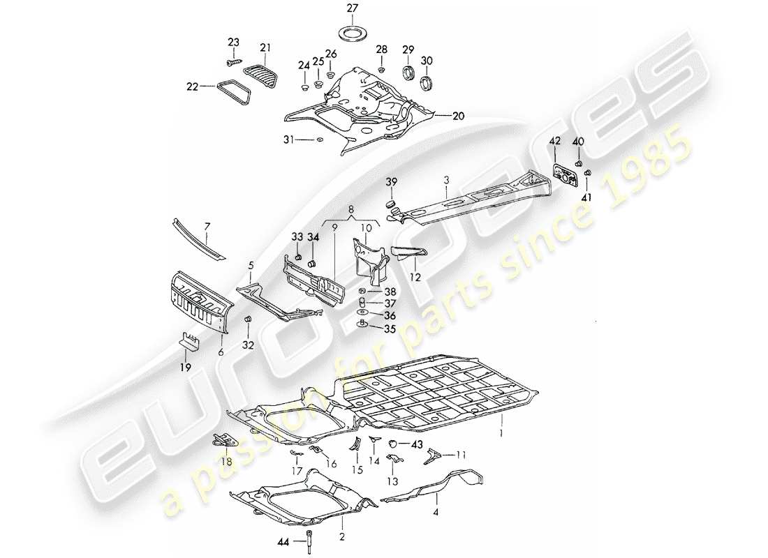 porsche 1973 (911) diagramme des pièces du cadre