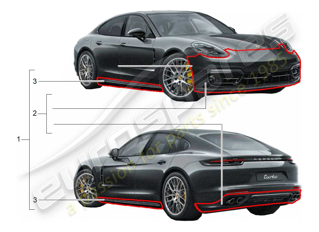 porsche 2019 (tequipment panamera) pack conception sportive schéma des pièces