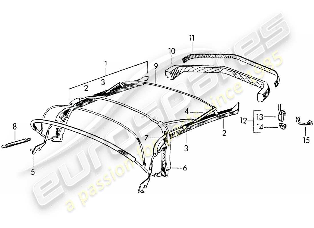 porsche 1959 (356/356a) diagramme des pièces du cadre supérieur
