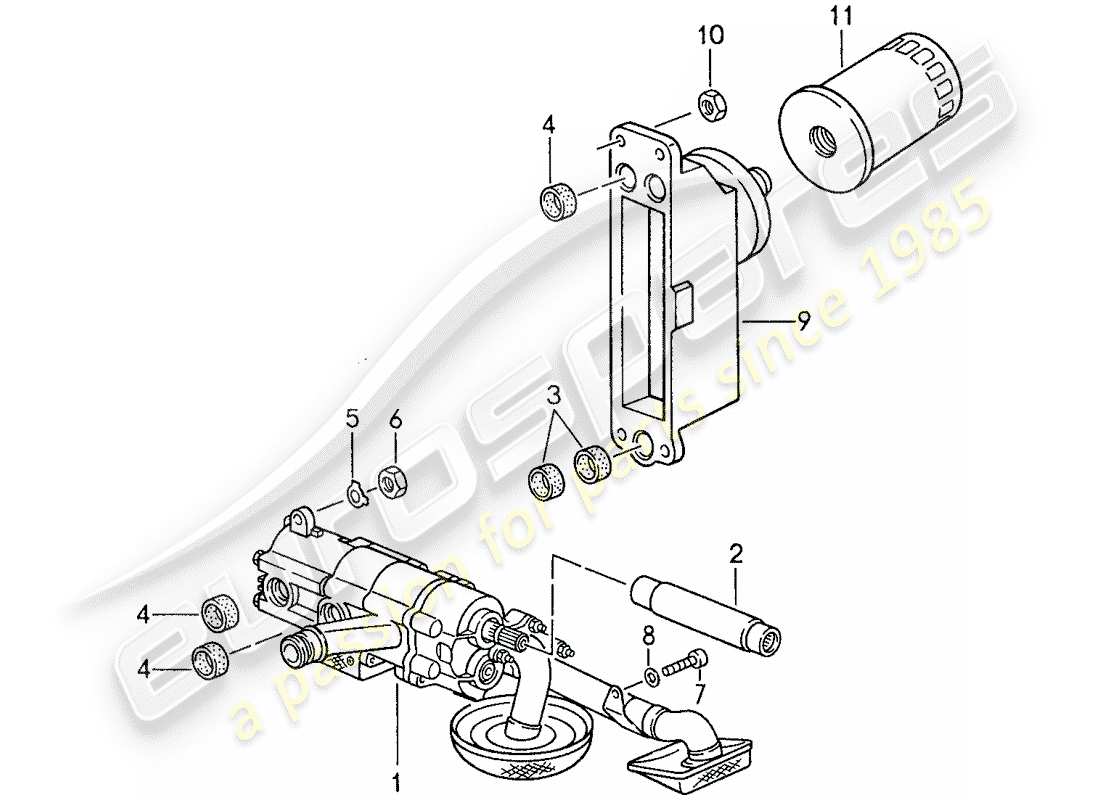 porsche 1987 (959) lubrification moteur - pompe a huile - moteur schéma des pièces