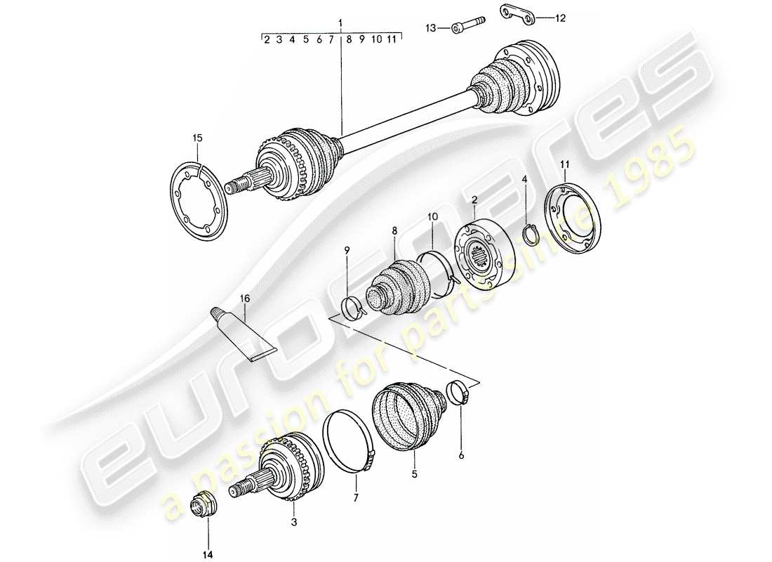 porsche 1987 (959) arbre de transmission schéma des pièces