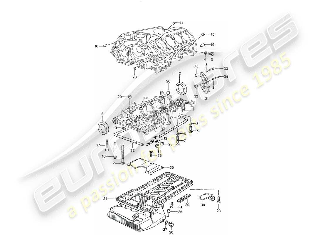 porsche 1994 (928) carter moteur - pièces individuelles - kit de réparation pour entretien - voir illustration : vue éclatée