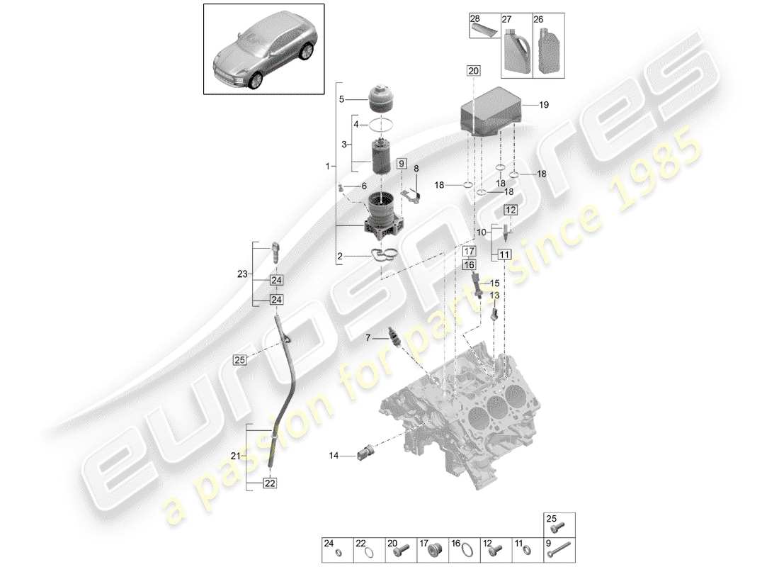 porsche 2019 (macan) filtre à huile schéma des pièces