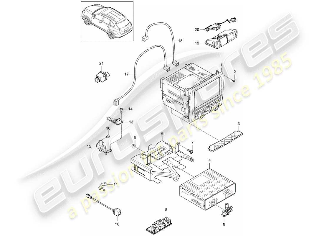 porsche 2015 (cayenne e2 92a) système de navigation schéma des pièces