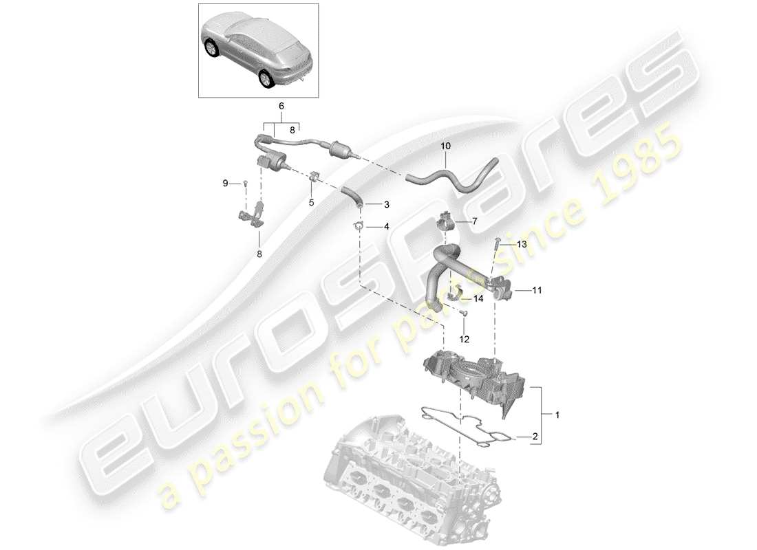 porsche 2015 (macan) séparateur d'huile schéma des pièces