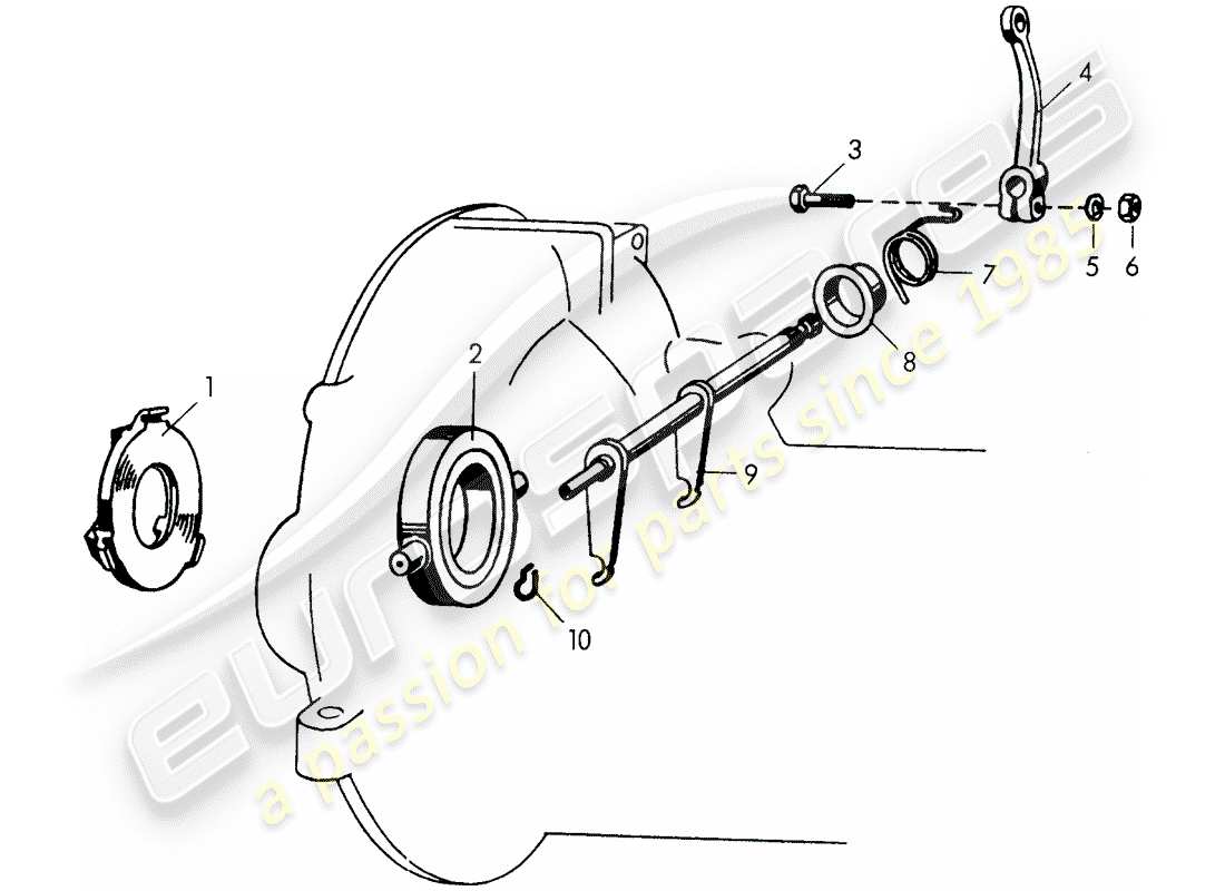 porsche 1954 (356/356a) debrayage - pour - carter de transmission - divisé schéma des pièces