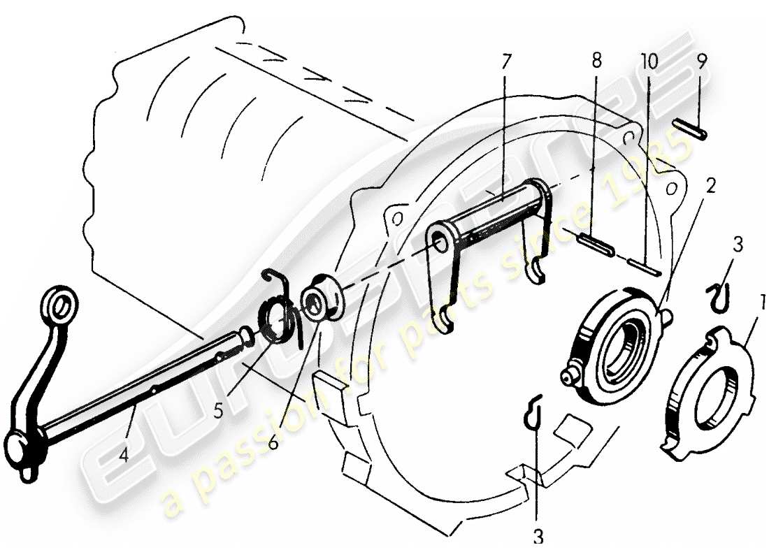 porsche 1959 (356/356a) debrayage - pour - tunnel - transmission - g 11 001 >> 25 000 - - m 90 501 >> 91 000 schéma des pièces