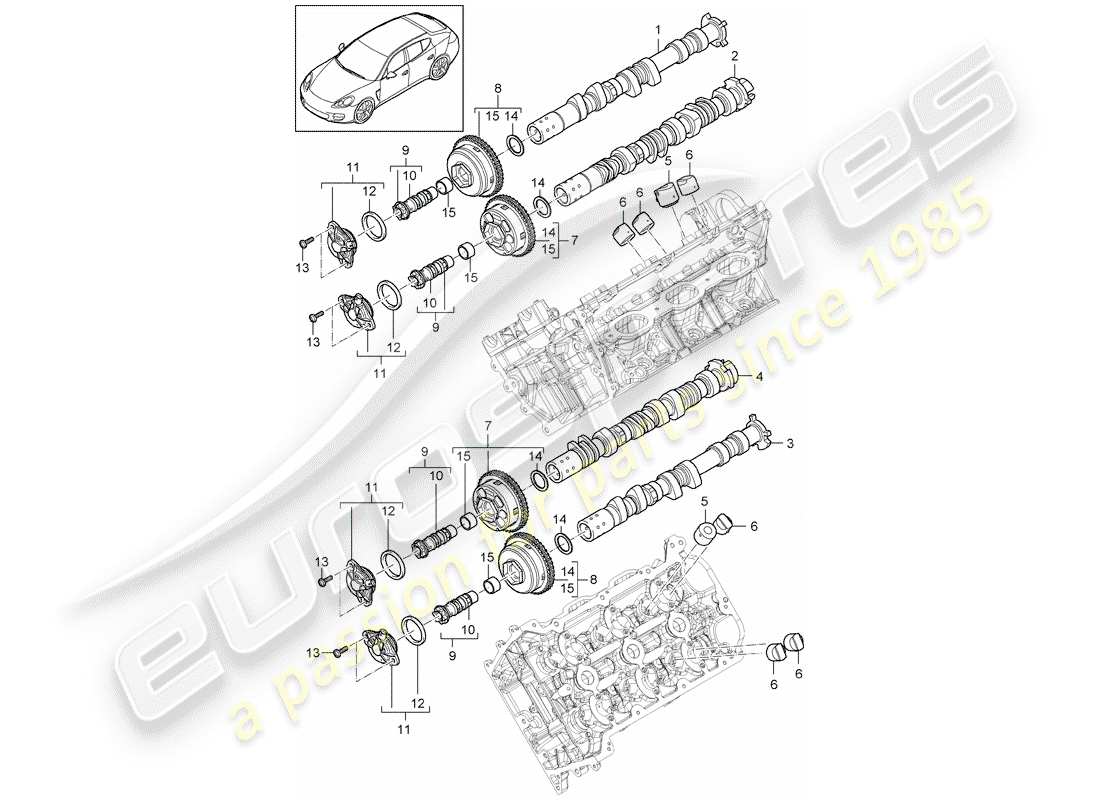 porsche 2014 (panamera 970) arbre à cames schéma des pièces