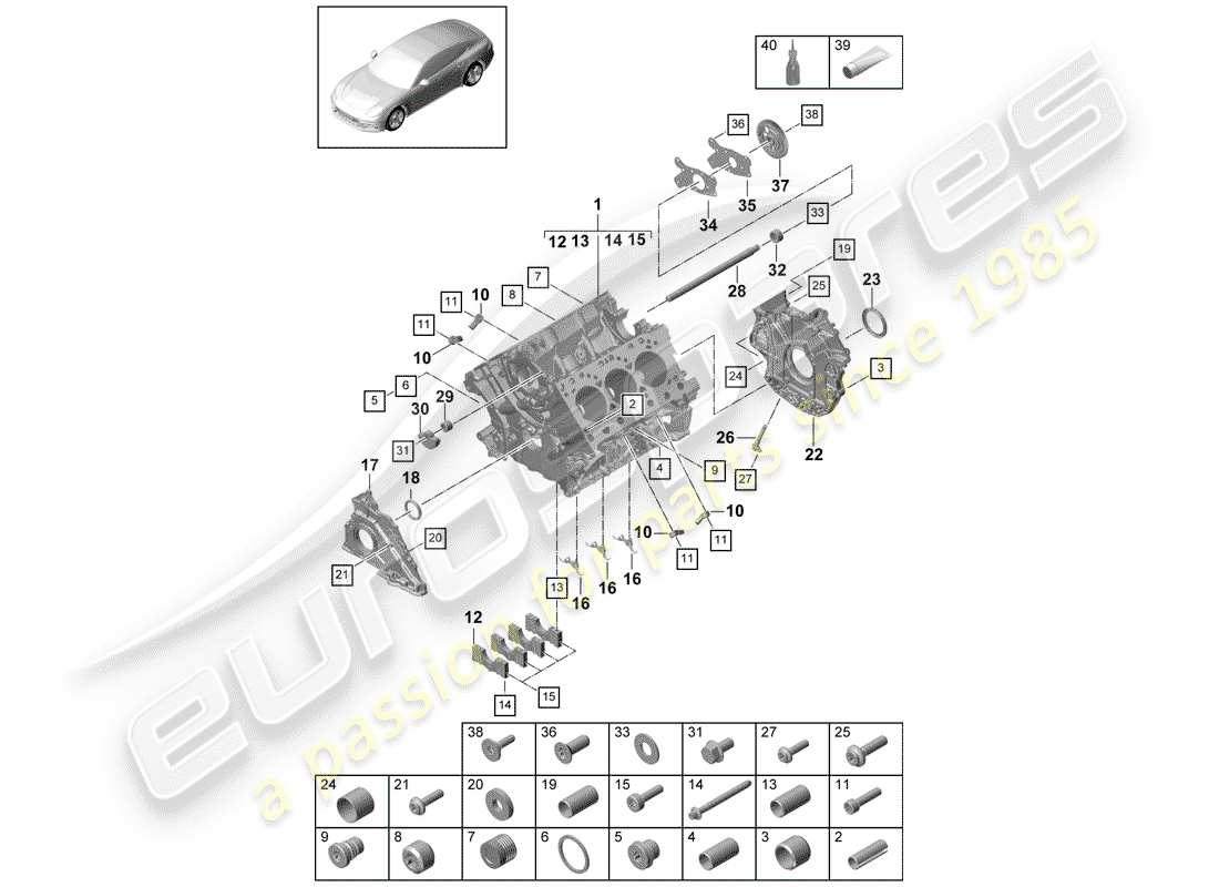 porsche 2020 (panamera 971-1) carter moteur schéma des pièces