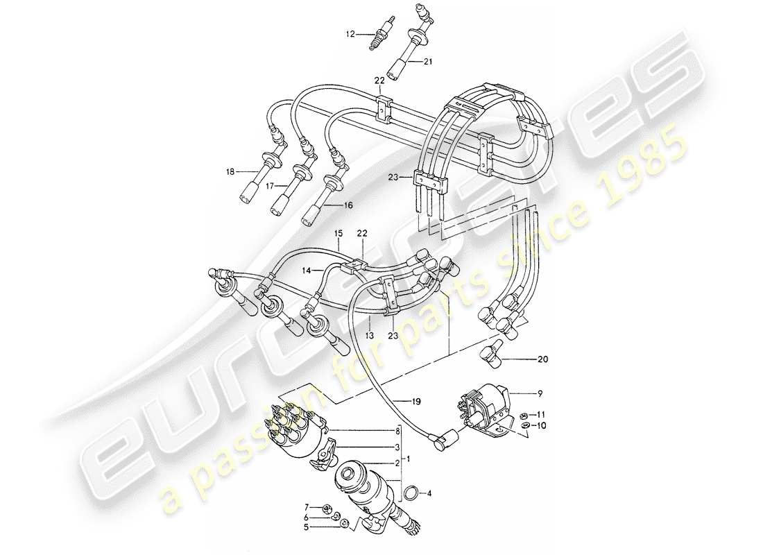 porsche 1994 (964) électrique du moteur 1 schéma des pièces