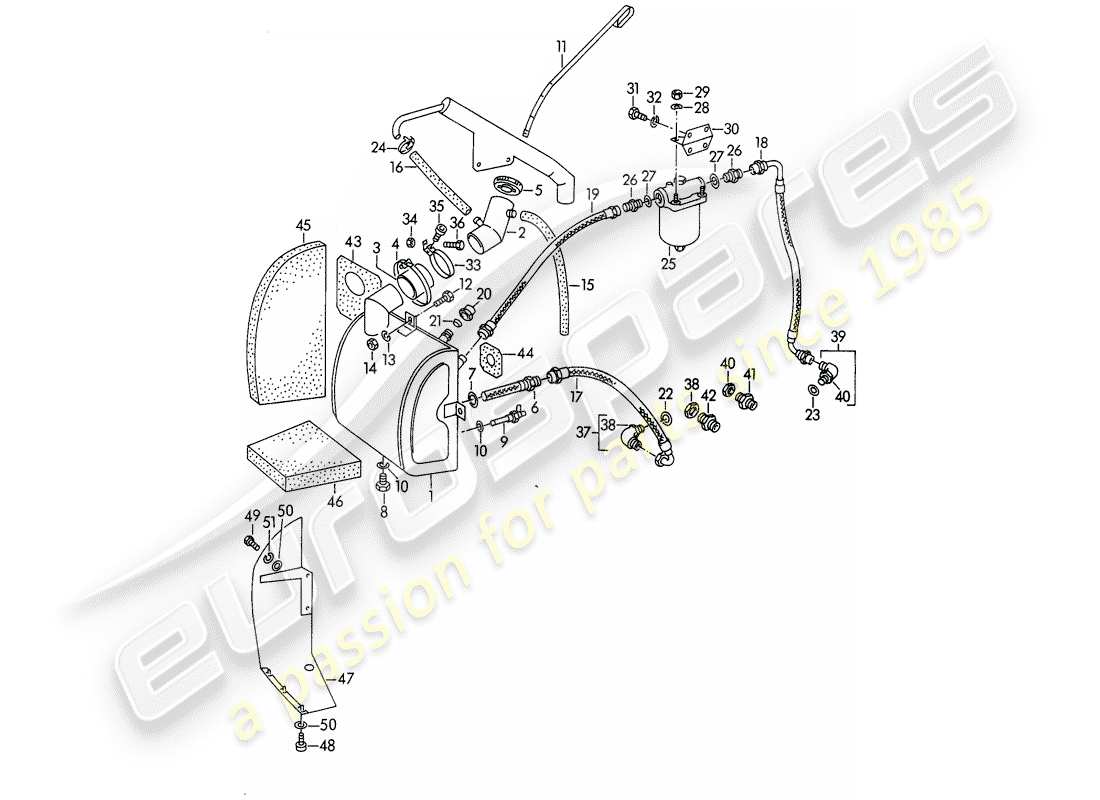 porsche 1953 (356/356a) récipient d'huile - m 90 501 >> 91 000 schéma des pièces