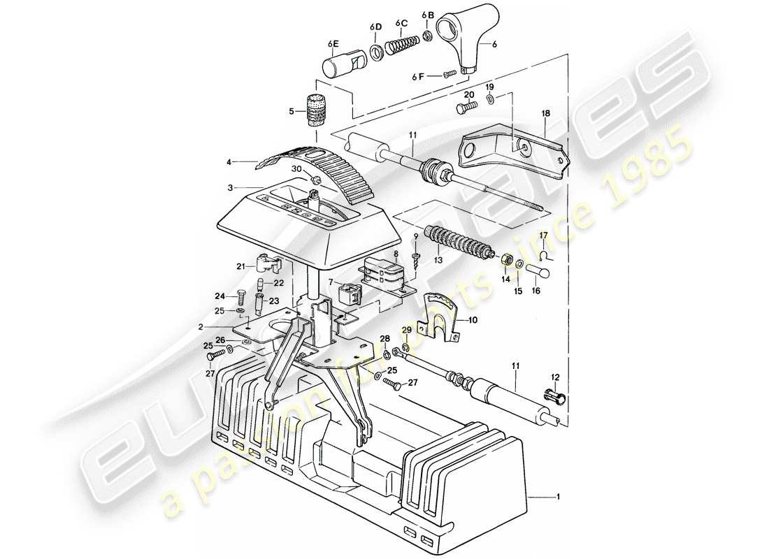 porsche 924s (1988) mécanisme de changement de vitesses - pour - transmission automatique schéma des pièces