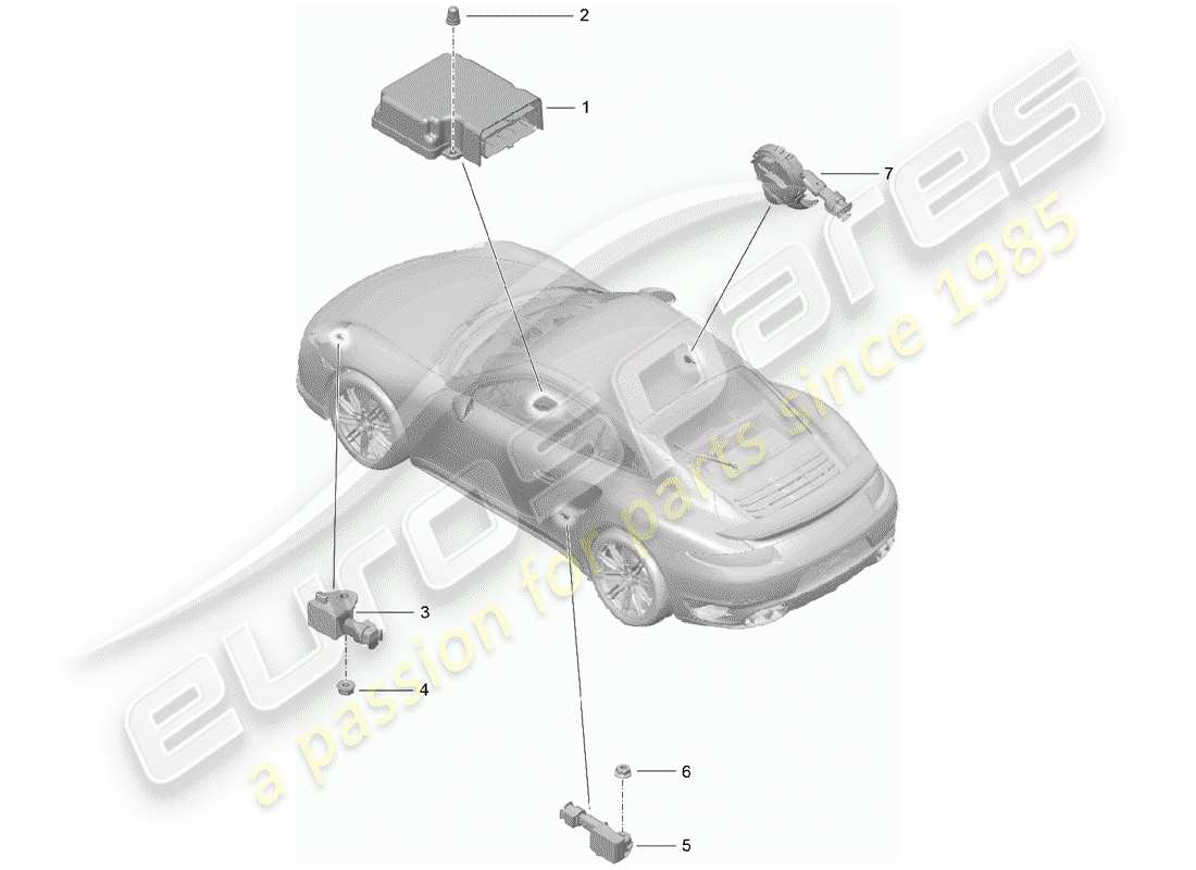 porsche 2014 (991-1 turbo) module de commande d'airbag schéma des pièces