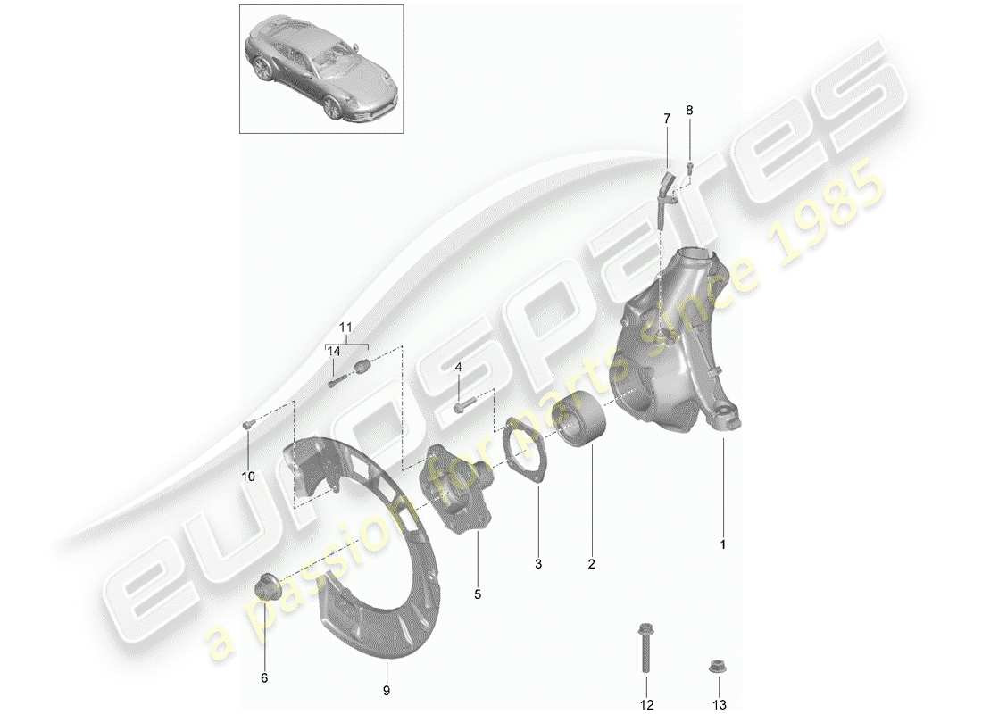porsche 2019 (991-2 turbo) support de roue schéma des pièces