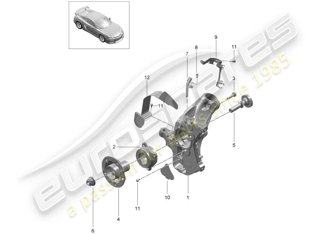 porsche 2016 (981 cayman gt4) porte-roue schéma des pièces