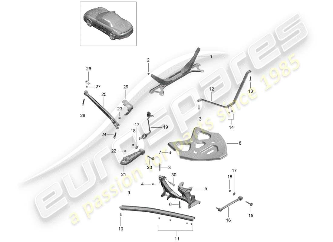 porsche 2015 (981 boxster) essieu arrière schéma des pièces