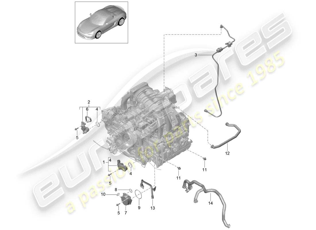 porsche 2016 (981 boxster spyder) carter schéma des pièces