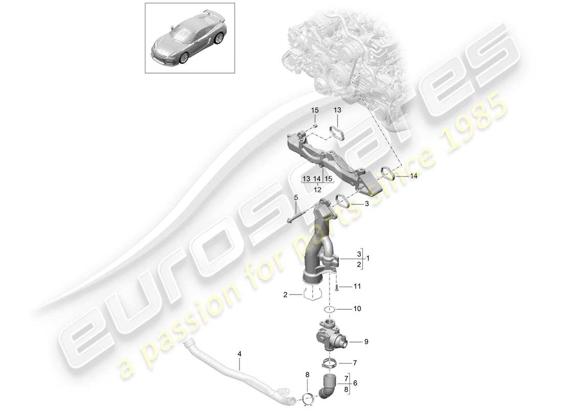 porsche 2016 (981 cayman gt4) schéma des pièces du sous-châssis